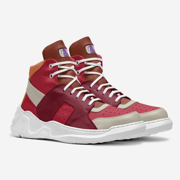 Limited Edition Rezpresent Shoe, Stocking Red Leather, Tobacco Color Suede - Picture 1 of 3